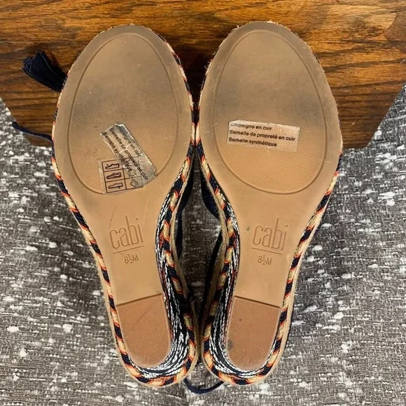 Cabi 6001 Isla Tassel Ankle Tie Espadrille Wedges Navy Blue Women's 8.5M - Picture 12 of 12